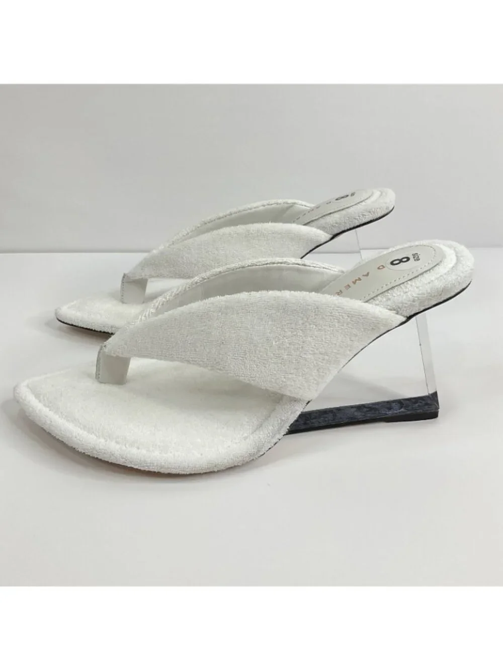 Good American Heels Womens Sz 8 White Terry Cloth Cinder F*cking Rella $260 Nwb